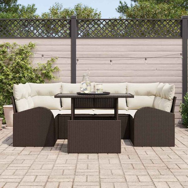 vidaXL Ensemble de canap&eacute; de jardin 7 pcs Marron Poly rotin