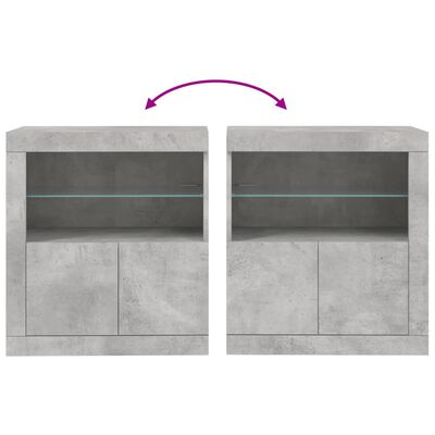 vidaXL Buffet avec lumières LED gris béton 60,5x37x67 cm