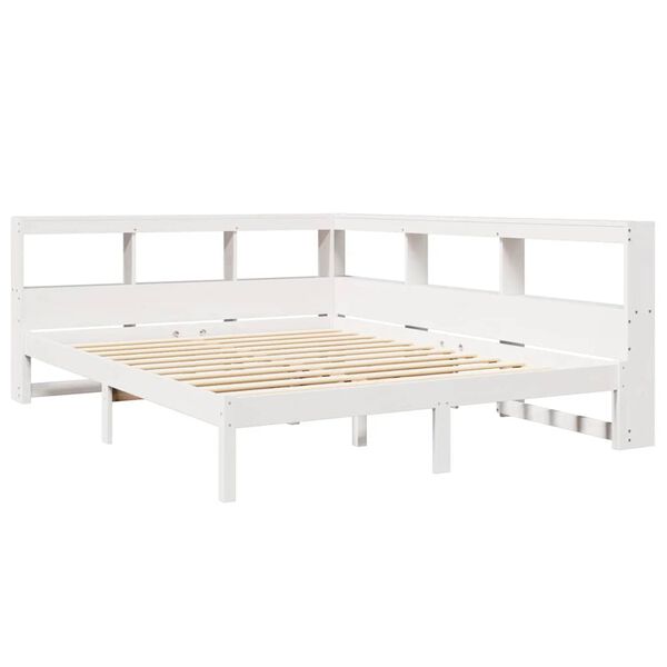 vidaXL Lit bibliothèque sans matelas blanc 135x190 cm bois pin massif