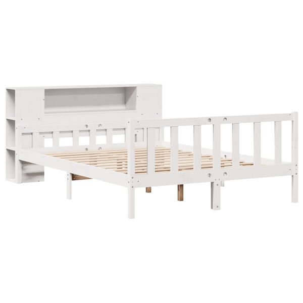 vidaXL Lit biblioth&egrave;que sans matelas blanc 150x200 cm bois pin massif