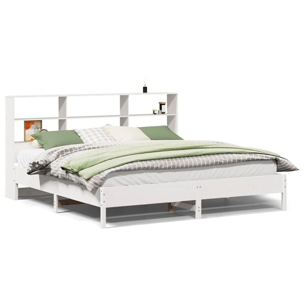 vidaXL Lit biblioth&egrave;que sans matelas blanc 180x200 cm bois pin massif