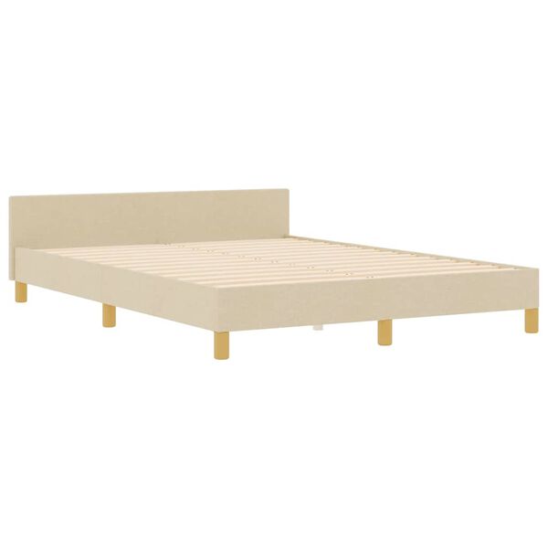 vidaXL Cadre de lit avec t&ecirc;te de lit Cr&egrave;me 140 x 190 cm tissu