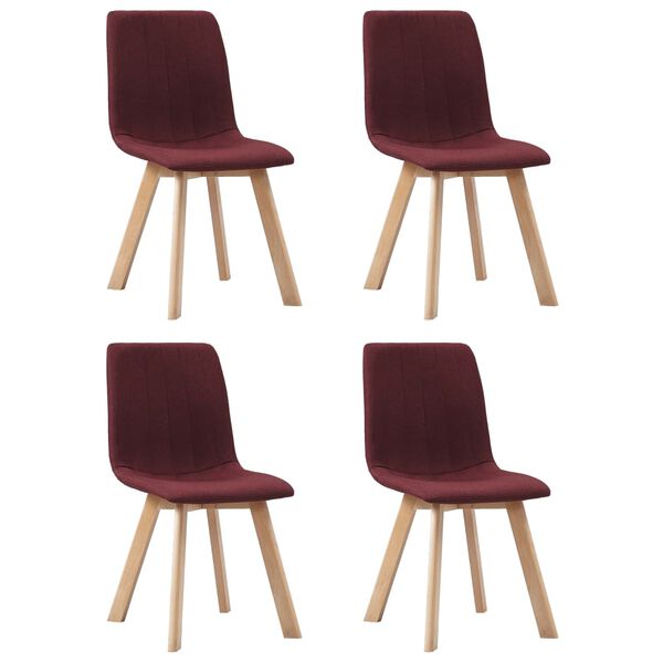 vidaXL Chaises &agrave; manger 4 pcs rouge bordeaux tissu
