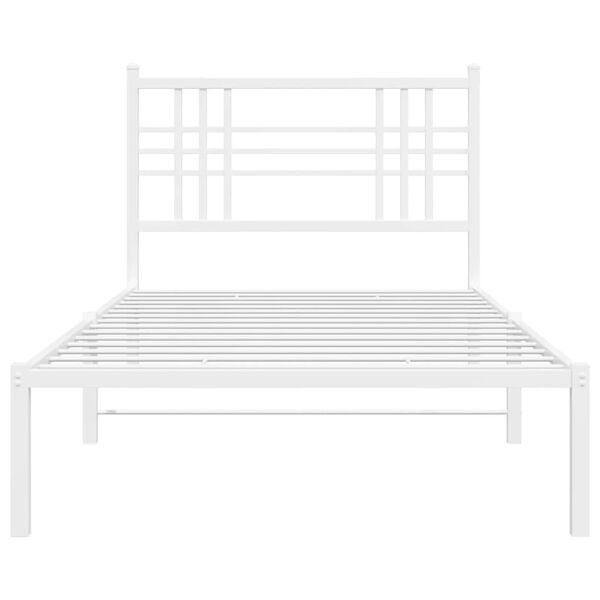 vidaXL Cadre de lit m&eacute;tal sans matelas et t&ecirc;te de lit blanc 107x203 cm