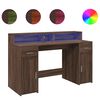 vidaXL Bureau et lumi&egrave;res LED ch&ecirc;ne marron bois d'ing&eacute;nierie