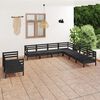 vidaXL Salon de jardin 9 pcs Bois de pin massif Noir
