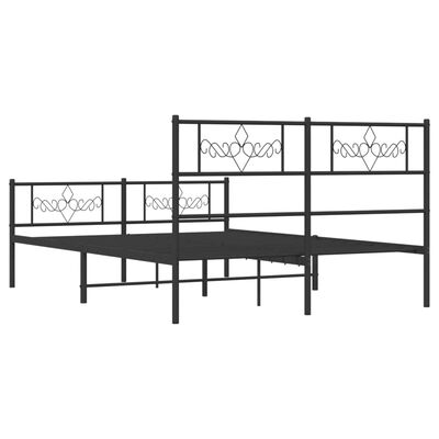 vidaXL Cadre de lit métal sans matelas avec pied de lit noir 120x200cm