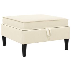 vidaXL Pouf avec Rangement Cr&egrave;me Velours
