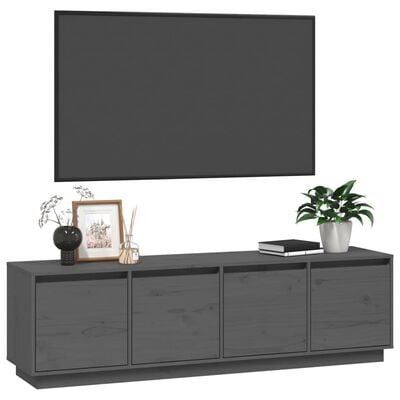 vidaXL Meuble TV Gris 156x37x45 cm Bois de pin massif