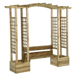 vidaXL Pergola de jardin avec banc et jardini&egrave;res Bois de pin impr&eacute;gn&eacute;
