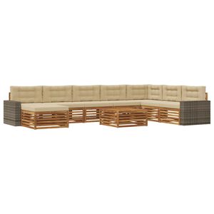 vidaXL Ensemble de canap&eacute;s d'ext&eacute;rieur 9 pc Naturel et Beige