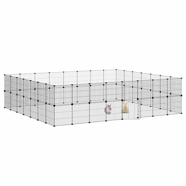 vidaXL Cage animaux de compagnie à 60 panneaux et porte Noir 35x35 cm