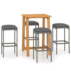 vidaXL Ensemble de bar de jardin avec coussins 5 pcs Gris