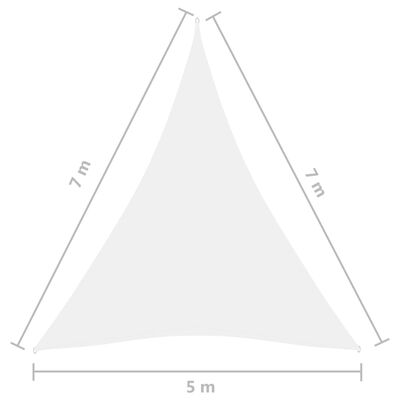 vidaXL Voile de parasol tissu oxford triangulaire 5x7x7 m blanc