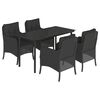 vidaXL Ensemble &agrave; manger de jardin coussins 5pcs Noir R&eacute;sine tress&eacute;e
