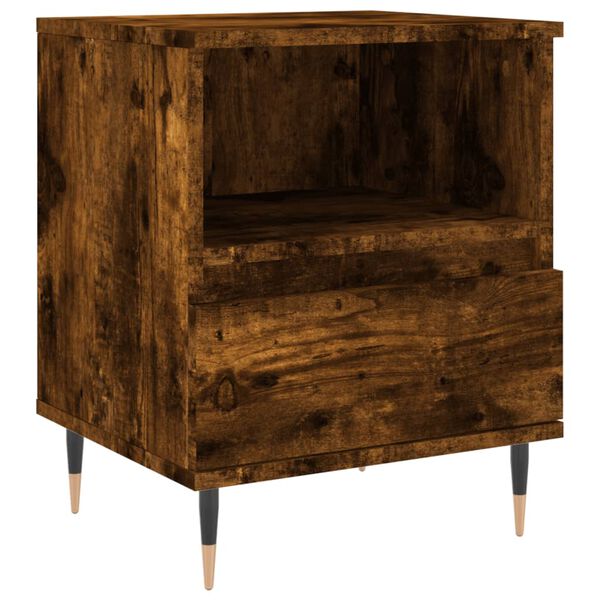 vidaXL Table de chevet ch&ecirc;ne fum&eacute; 40x35x50 cm bois d&rsquo;ing&eacute;nierie