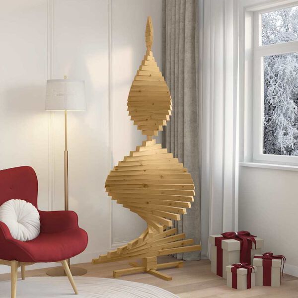 vidaXL Arbres de No&euml;l avec support Marron 210 cm Bois massif en pin