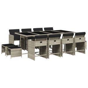 vidaXL Ensemble &agrave; manger de jardin et coussins 13 pcs gris clair rotin