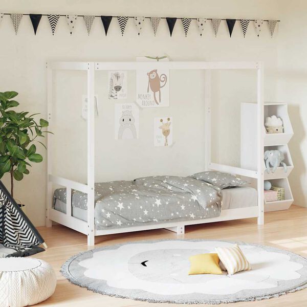 vidaXL Cadre de lit pour enfant blanc 80x160 cm bois de pin massif