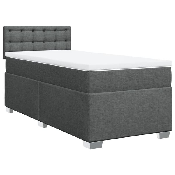 vidaXL Sommier &agrave; lattes de lit avec matelas Gris fonc&eacute; 100x200cm Tissu
