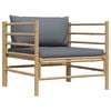 vidaXL Canap&eacute; de jardin avec coussins gris fonc&eacute; Bambou