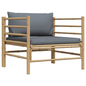 vidaXL Canap&eacute; de jardin avec coussins gris fonc&eacute; Bambou