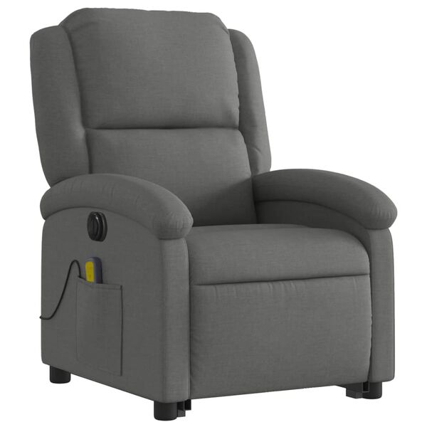 vidaXL Fauteuil inclinable de massage &eacute;lectrique Gris fonc&eacute; Tissu
