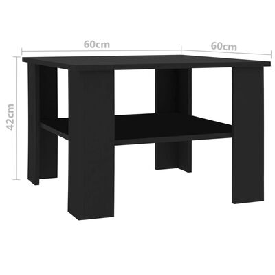vidaXL Table basse Noir 60x60x42 cm Bois d’ingénierie