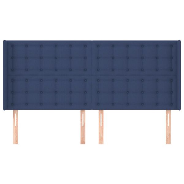 vidaXL T&ecirc;te de lit avec oreilles Bleu 183x16x118/128 cm Tissu