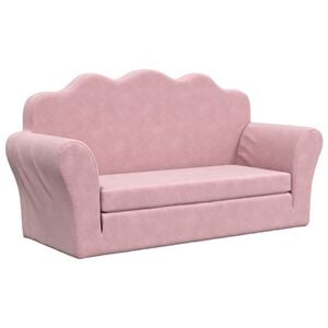 vidaXL Canap&eacute;-lit pour enfants 2 places rose peluche douce