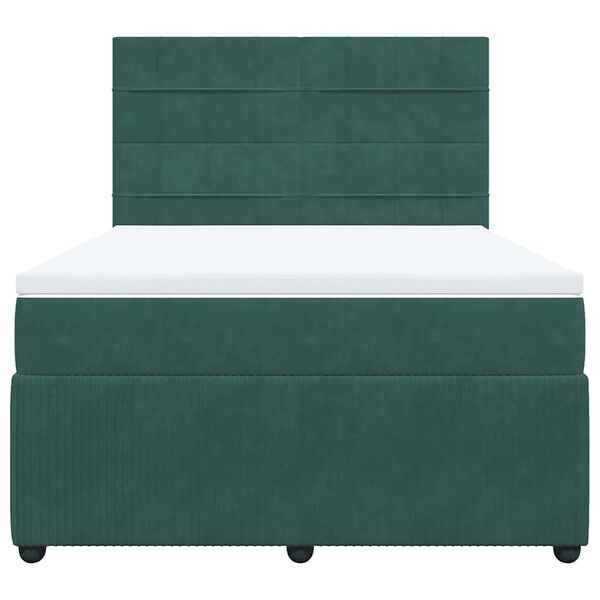 vidaXL Sommier &agrave; lattes de lit et matelas Vert fonc&eacute; 140x190cm Velours