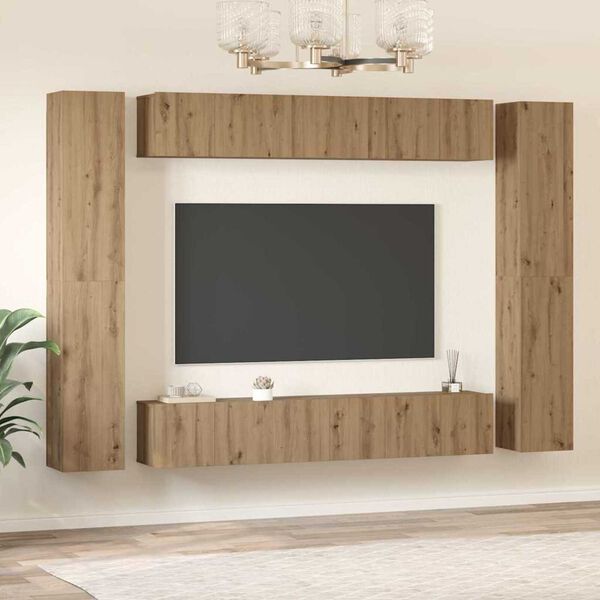 vidaXL Ensemble meuble TV 10 pcs Ch&ecirc;ne artisanal Bois d'ing&eacute;nierie