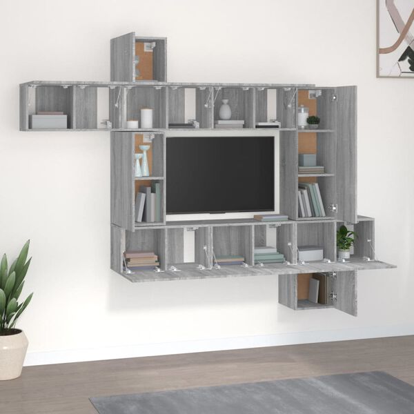 vidaXL Ensemble de meubles TV 10 pcs Sonoma gris Bois d'ing&eacute;nierie