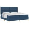 vidaXL Lit &agrave; ressorts avec matelas Bleu 200 x 200 cm tissu
