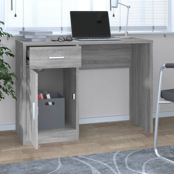 vidaXL Bureau avec tiroir et armoire Sonoma gris 100x40x73 cm