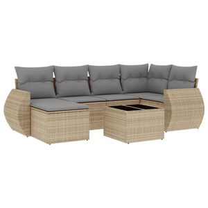 vidaXL Salon de jardin avec coussins 7 pcs beige r&eacute;sine tress&eacute;e