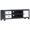 vidaXL Meuble TV sculpt&eacute; &agrave; la main Gris et blanc 120x30x40 cm Manguier