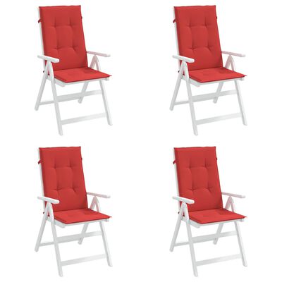 vidaXL Coussins de chaise de jardin dossier haut lot de 4 rouge tissu