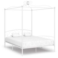 vidaXL Cadre de lit à baldaquin Blanc Métal 180 x 200 cm