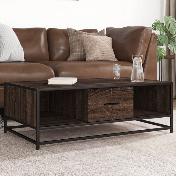 vidaXL Table basse chêne marron 100x57x35cm bois d'ingénierie et métal