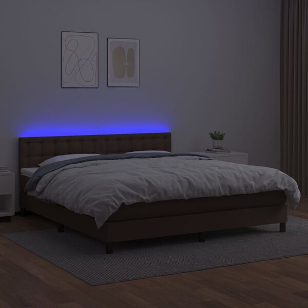vidaXL Sommier &agrave; lattes de lit avec matelas et LED Marron 180x200cm