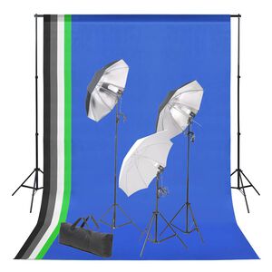 vidaXL Kit de studio photo avec toile de fond et jeu d'&eacute;clairage