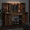 vidaXL Ensemble de table de maquillage avec LED 3 pcs Bois ancien