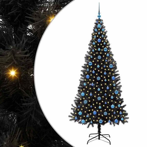 vidaXL Sapin de No&euml;l avec 300 LED avec support Noir 210 cm PVC