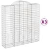 vidaXL Paniers &agrave; gabions arqu&eacute;s 3 pcs 200x50x200/220 cm Fer galvanis&eacute;