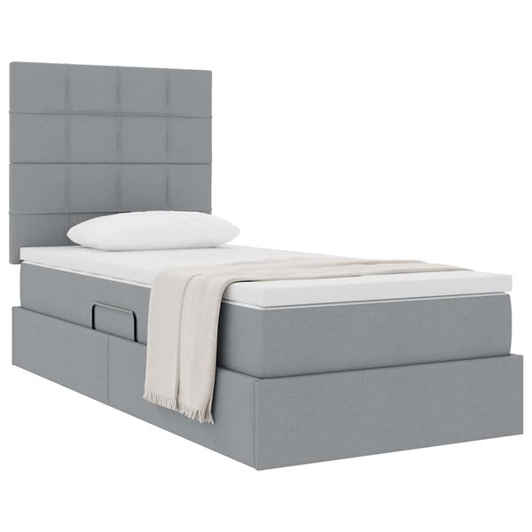 vidaXL Lit avec rangement et matelas Gris clair 90 x 200 cm Polyester