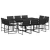 vidaXL Ensemble &agrave; manger de jardin avec coussins 11 pcs noir textil&egrave;ne