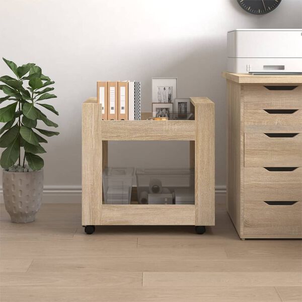 vidaXL Chariot de bureau Ch&ecirc;ne sonoma 60x45x60 cm Bois d'ing&eacute;nierie