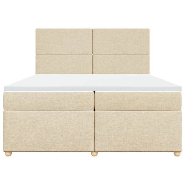 vidaXL Sommier &agrave; lattes de lit avec matelas Cr&egrave;me 200x200 cm Tissu