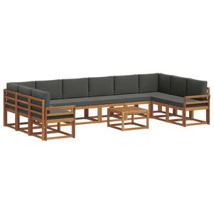 vidaXL Ensemble de canap&eacute;s d'ext&eacute;rieur 11 pc Naturel et Anthracite